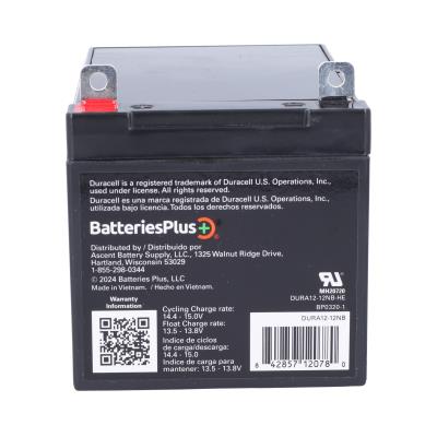 Duracell Ultra 12V 12AH AGM Sealed Lead Acid Battery NB Terminals