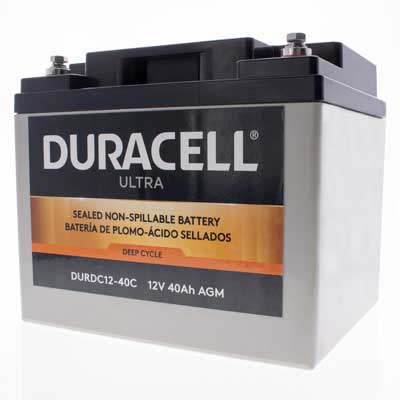 Duracell Ultra 12V 40Ah Deep Cycle AGM SLA Battery M6 Terminals
