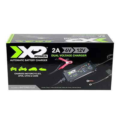X2Power 2A 6V/12V Automatic Smart Charger & Maintainer for Powersport Batteries