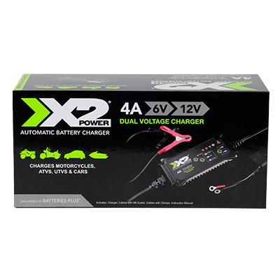 X2Power 4A 6V/12V Automatic Smart Battery Charger Maintainer for Vehicles & Powersports