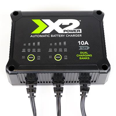 X2Power Dual Bank 12V 10A Marine Charger & Maintainer for Auto & Heavy Duty Batteries