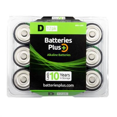 Batteries Plus D Alkaline Batteries: 12-Pack, Leak-Proof, 10-Year Shelf Life