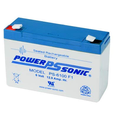 Power Sonic 6V 12AH AGM Sealed Lead Acid Battery with F1 Terminals