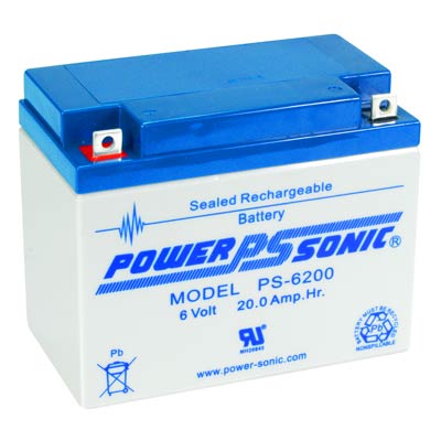 Power Sonic 6V 20AH AGM Sealed Lead Acid Battery NB Terminals