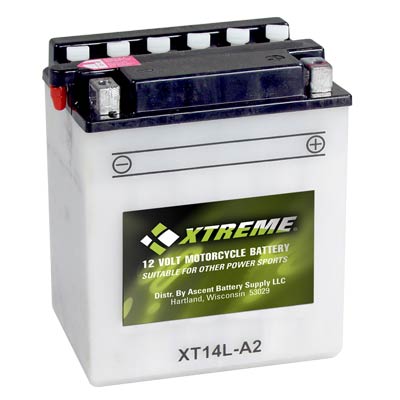 Xtreme Flooded 14L-A2 12V 190CCA Powersport Battery - ATV, Motorcycle, Snowmobile