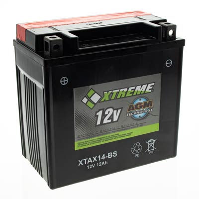 Xtreme 14-BS 12V 200CCA AGM Powersport Battery for Motorcycles ATVs