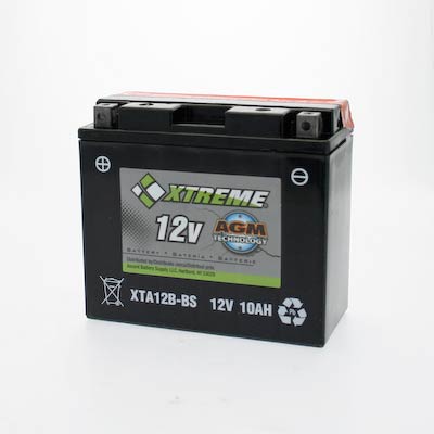 Xtreme 12B-BS 12V 175CCA AGM Powersport Battery: Spill-Proof, Vibration Resistant
