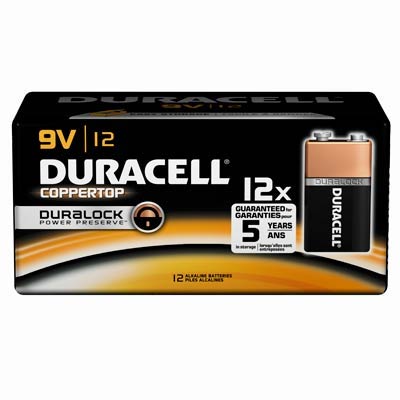 Duracell Coppertop 9V 6LR61 Alkaline Battery - Long-Lasting 12-Pack