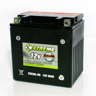 Xtreme 30L-BS 12V 385CCA AGM High-Performance Powersport Battery Spill-Proof