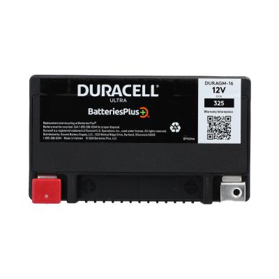 Powerful Duracell Ultra 16-B 12V 325CCA AGM Powersport Battery for ATV Motorcycle