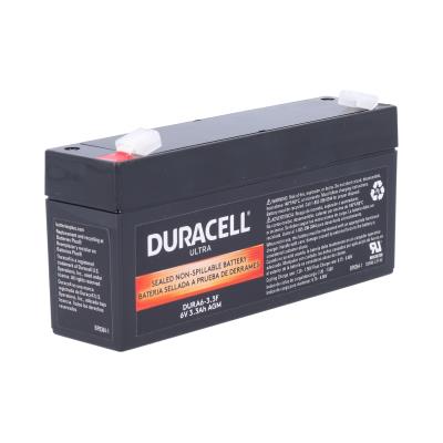 Duracell Ultra 6V 3.3AH AGM Sealed Lead Acid Battery with F1 Terminals