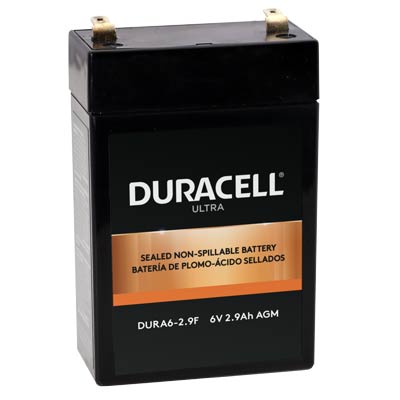 Duracell Ultra 6V 2.9AH AGM Sealed Lead Acid F1 Terminal Battery