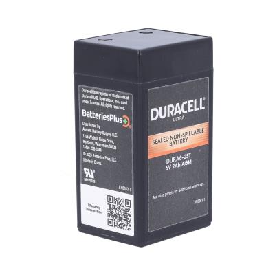 Duracell Ultra 6V 2Ah AGM Sealed Lead Acid Battery Side Tab Terminals