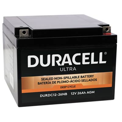 Duracell Ultra 12V 26Ah Deep Cycle AGM SLA Battery M6 Nut & Bolt