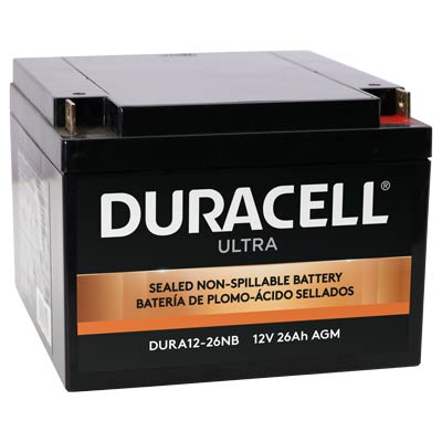 Duracell Ultra 12V 26AH AGM SLA Battery, M5 Nut & Bolt Terminals