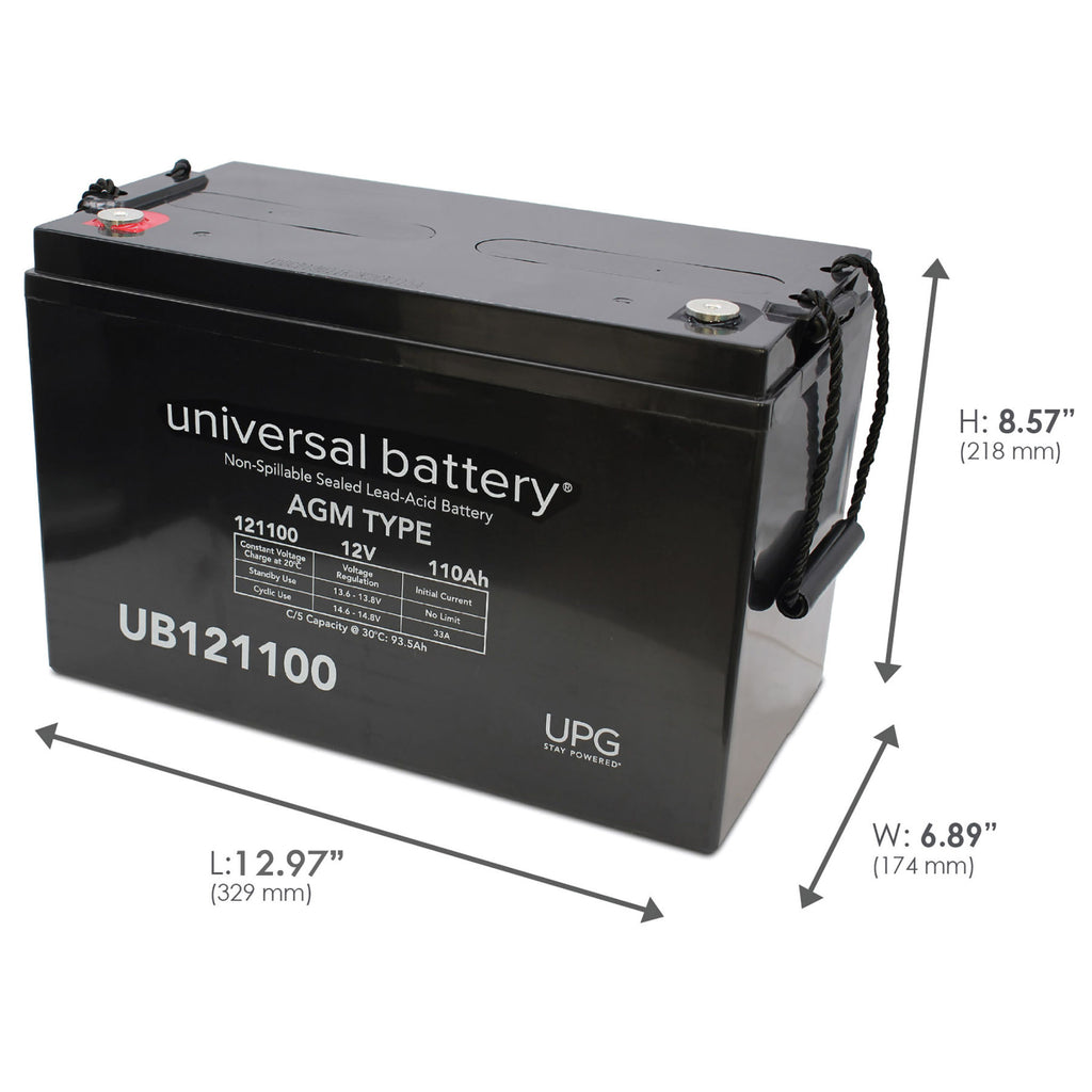 Universal UB121100 12V 110AH Deep Cycle Sealed AGM Battery with Insert ...