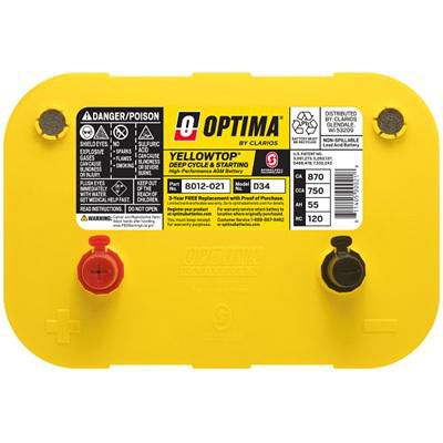 Optima Yellow Top Group 34 AGM Battery - 750CCA Dual Purpose– Battery Orbit