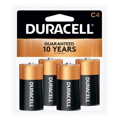 Duracell Coppertop 1.5V C LR14 Alkaline Batteries 4-Pack Long-Lasting Power