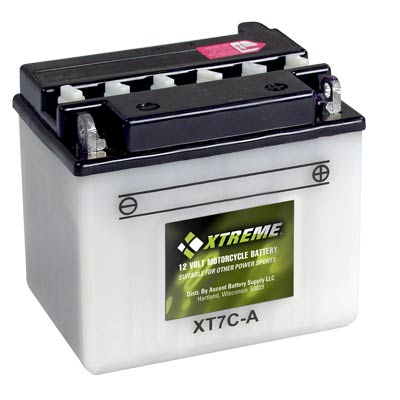 Xtreme 7C-A 12V 124CCA Flooded Powersport Battery for Motorcycles ATVs