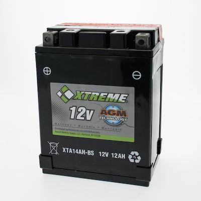 Xtreme 14AH-BS 12V 205CCA AGM Powersport Battery for Motorcycles ATVs Snowmobiles