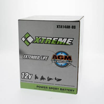 Xtreme 14AH-BS 12V 205CCA AGM Powersport Battery for Motorcycles ATVs Snowmobiles