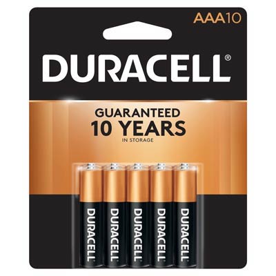 Duracell Coppertop 1.5V AAA LR03 Alkaline Batteries - Long-Lasting 10 Pack