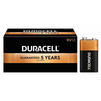 Duracell Coppertop 9V 6LR61 Alkaline Battery - Long-Lasting 12-Pack