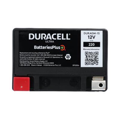 Duracell Ultra 14AH-BS 12V 220CCA AGM Powersport Battery for Motorcycles ATVs