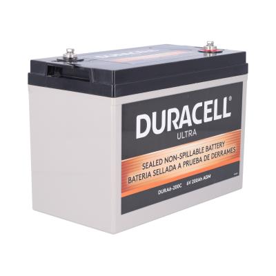 Duracell Ultra 6V 200AH AGM Sealed Lead Acid Battery M6 Terminals